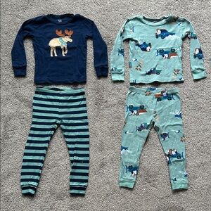 Carter's Winter Pajamas Blue and Green Moose & Truck Sets